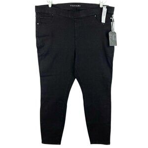 TAHARI Women's Ellie Pull-on Black Stretch Skinny Jeggings Plus Size 24W NWT